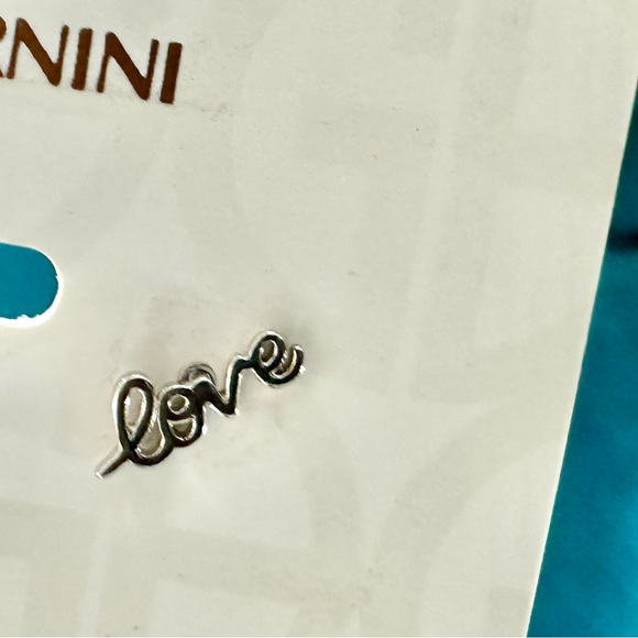 Love Script Stud Earrings in Sterling Silver New - Picture 3 of 8